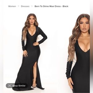 FASHION NOVA Black Stretch Born To Shine Maxi Dress Size Large